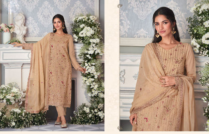 The Newest Style Brownish Color Salwar Kameez With Dupatta For Special Wedding