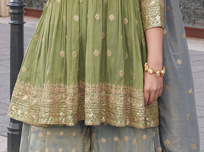 Beautiful Pink Color Readymade Wedding Function Wear Salwar Kameez Sharara Suits