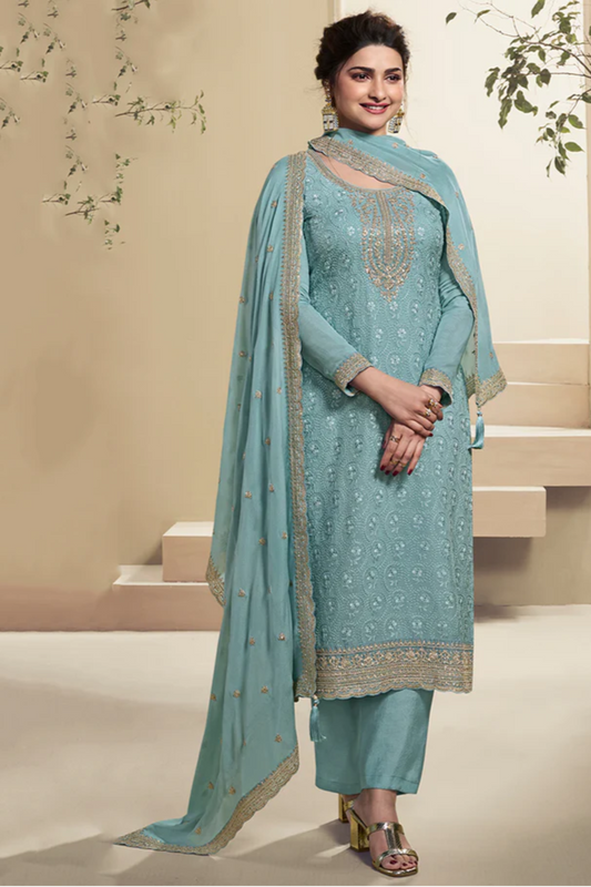 Santoon Embroidery Work Festival Wear Salwar Kameez Pant Suits