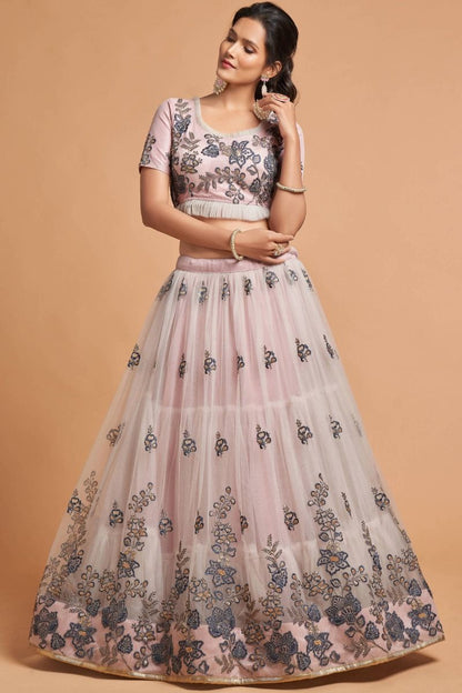 Amazing Grey Color Ready To Wear Zari Embroidery Work Special Occasions Wear Lehenga Choli