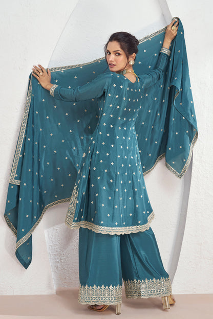 Roka Nikah Wear Pakistani Style Thread Embroidery Work Salwar Kameez Plazzo Suit