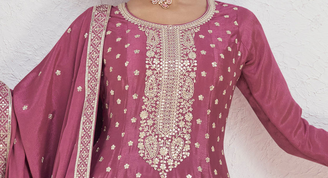 Roka Nikah Wear Pakistani Style Thread Embroidery Work Salwar Kameez Plazzo Suit