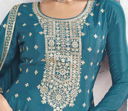 Roka Nikah Wear Pakistani Style Thread Embroidery Work Salwar Kameez Plazzo Suit