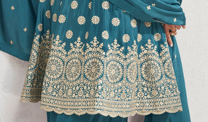 Roka Nikah Wear Pakistani Style Thread Embroidery Work Salwar Kameez Plazzo Suit