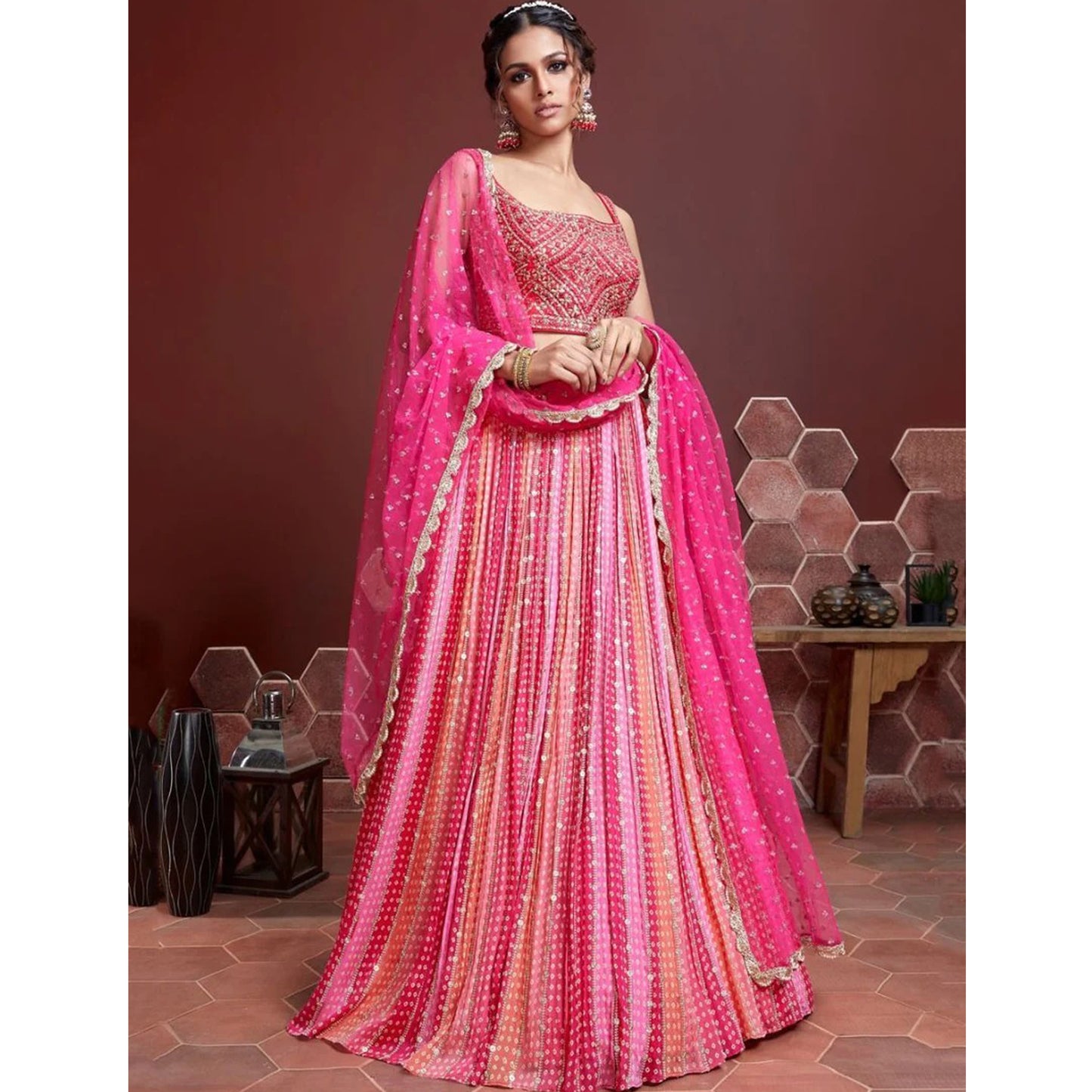 Ready To Wear Pink Ethnic Party Wear Designer Skirt for Women & Girl