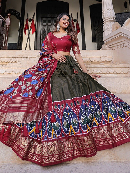 Beautiful Multi-Color Navratri Special Printed Silk Lehenga Choli