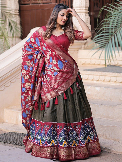 Beautiful Multi-Color Navratri Special Printed Silk Lehenga Choli