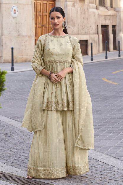 Beautiful Pink Color Readymade Wedding Function Wear Salwar Kameez Sharara Suits