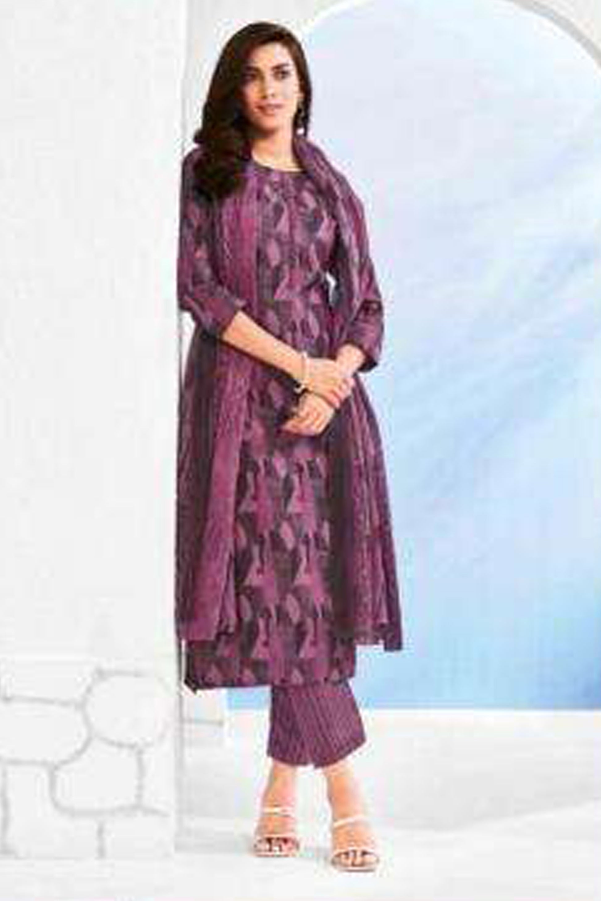 
Muslim Women's Wear Readymade Outfits Salwar Kameez Plazzo-Pant Suit
