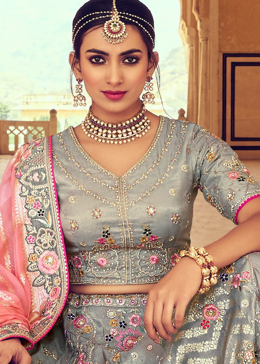 Readymade Designer Embroidery Work Wedding Wear Lehenga Choli Dupatta
