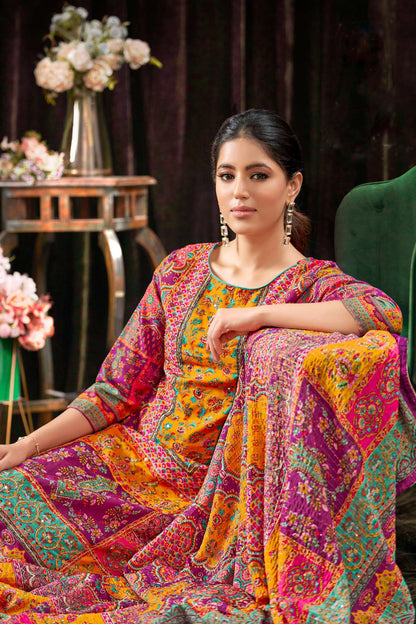 Women's wear Digital Printed Work Shalwar Kameez Plazzo Pant Suit UK
