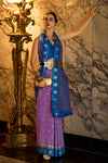 Stunning Pink Color Embroidered Border Work Party Style Dola Saree