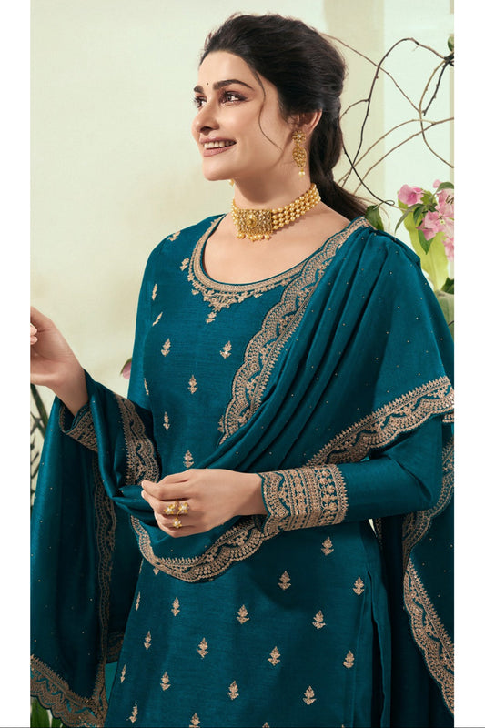 Pakistani Indian Women's Wear Salwar Kameez Embroidery Work Plazzo
