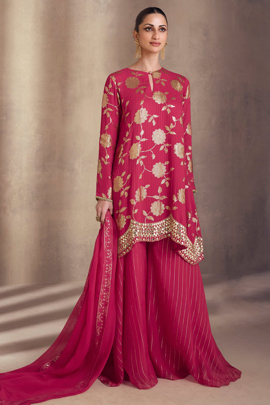 Exclusive Designer Embroidery Work White Salwar Kameez Sharara Plazzo