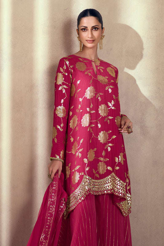 Exclusive Designer Embroidery Work White Salwar Kameez Sharara Plazzo