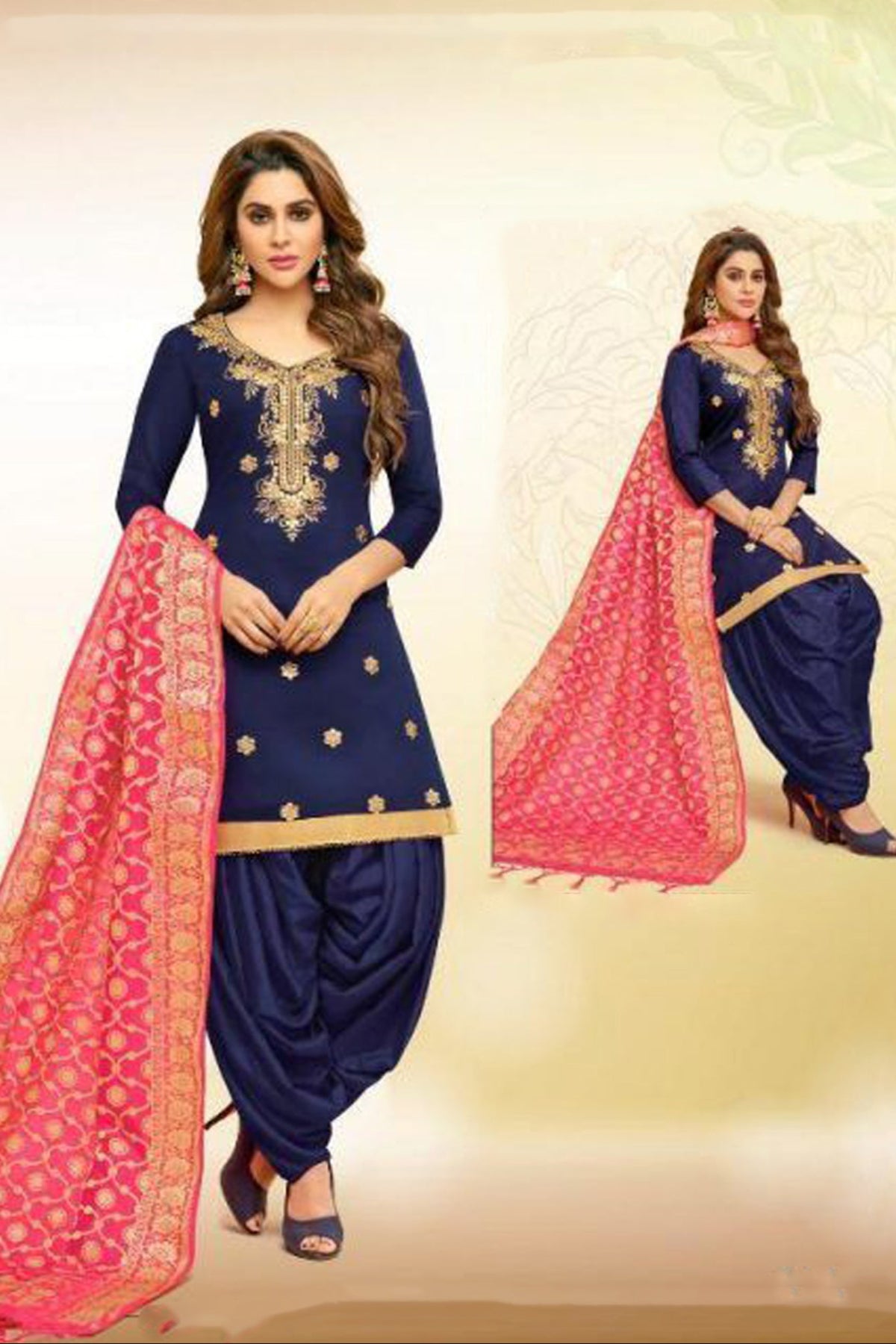 Blue plus size Punjabi Patiala suit for Indian wedding functions
