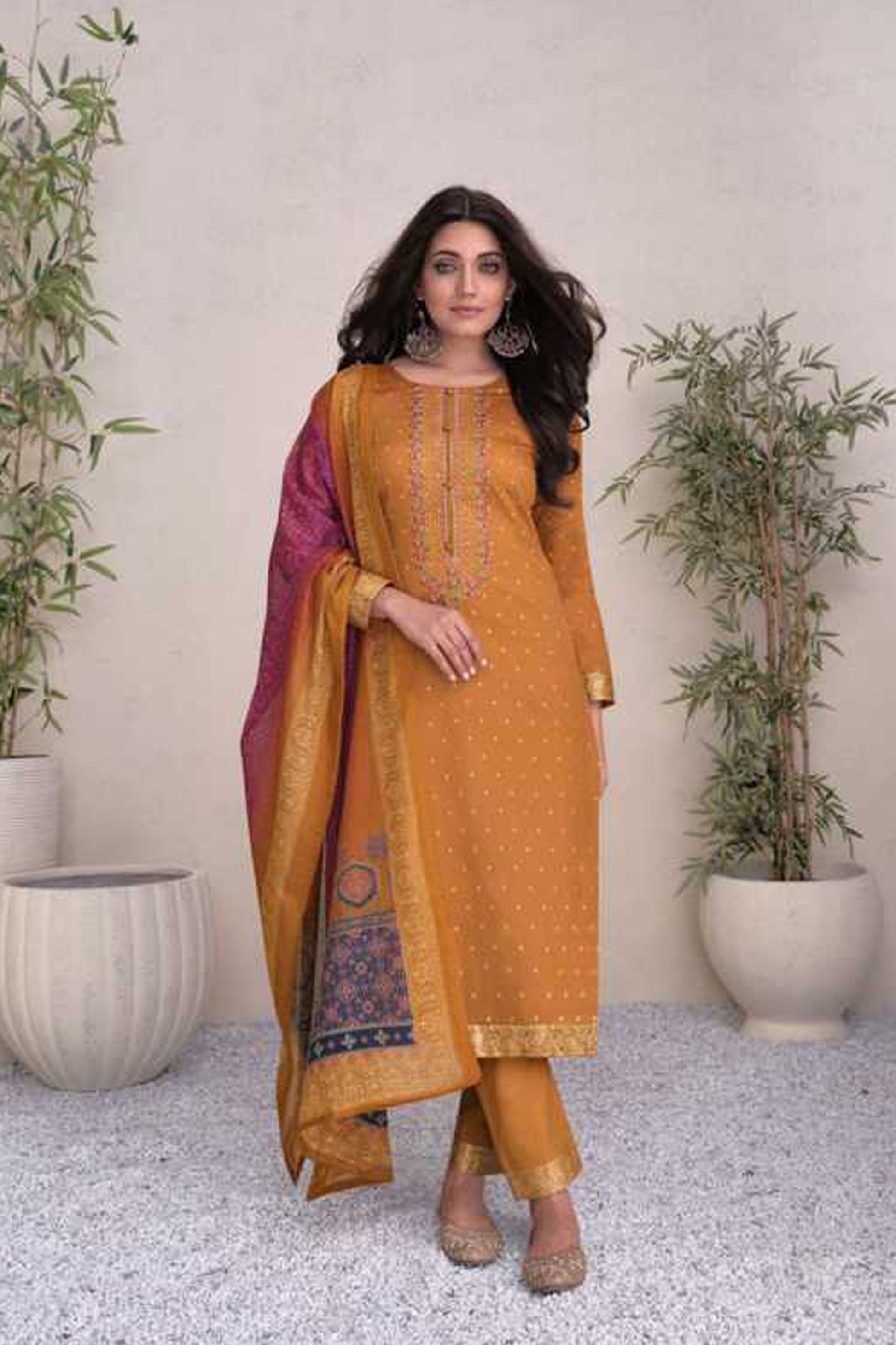 Gray Color Pure Satin Fabric Summer Wear  Salwar Kameez Pant Suit's