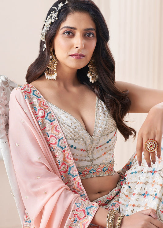 Ready to Wear Georgette Fabric Indian Wedding Heavy Lehenga Choli Set
