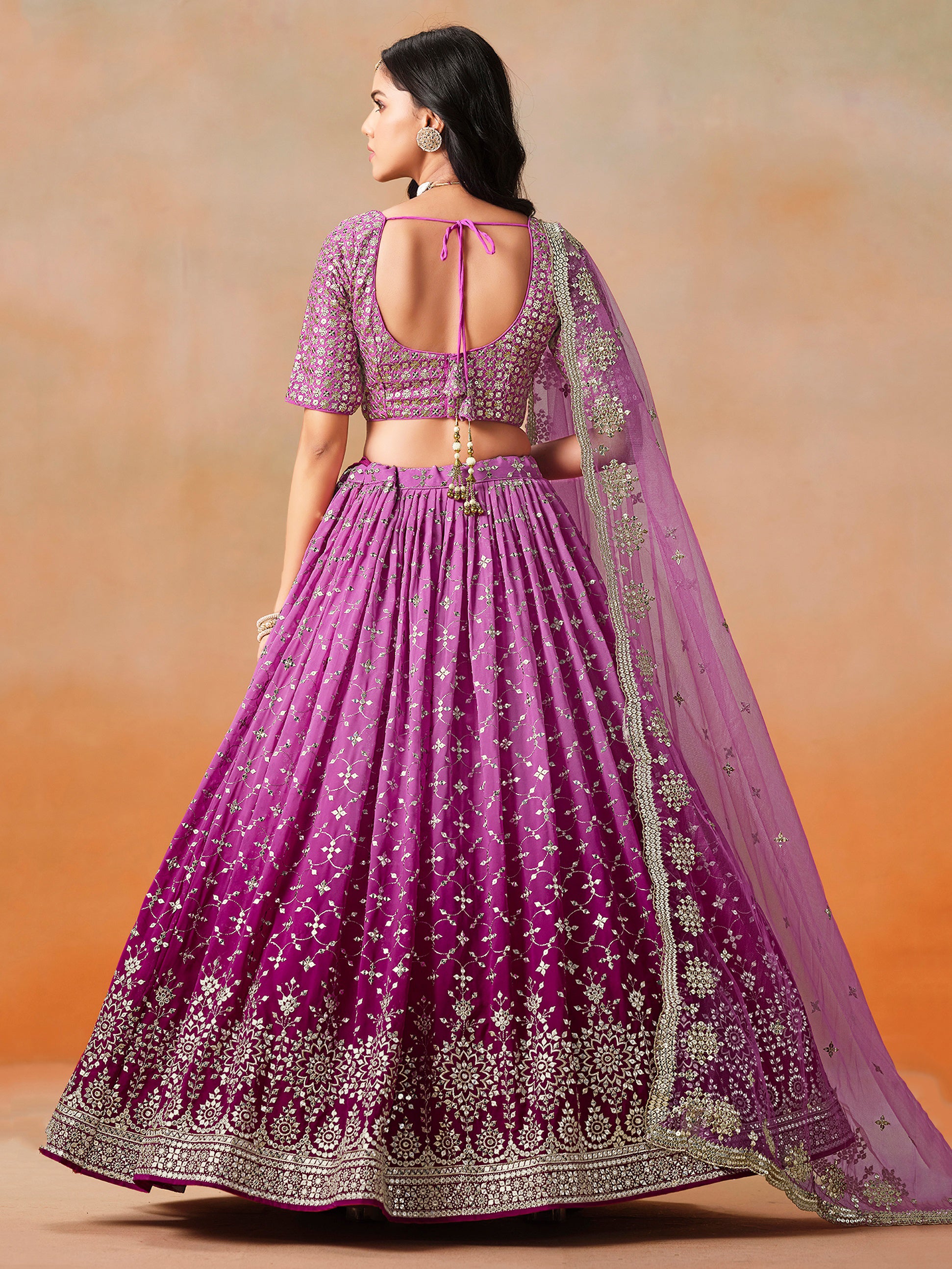 Pakistani Special Purple Georgette Fabric New Lehenga With Net Dupatta
