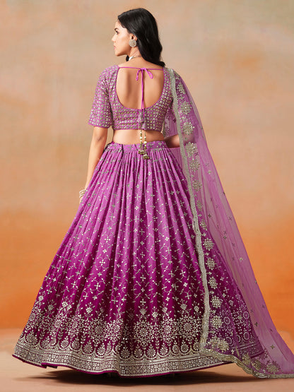 Pakistani Special Purple Georgette Fabric New Lehenga With Net Dupatta