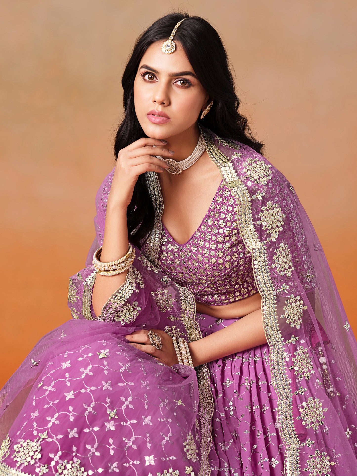 Pakistani Special Purple Georgette Fabric New Lehenga With Net Dupatta