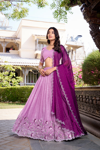 Custom Stitched Embroidered Silk Lehenga Choli Dupatta Wedding Wear