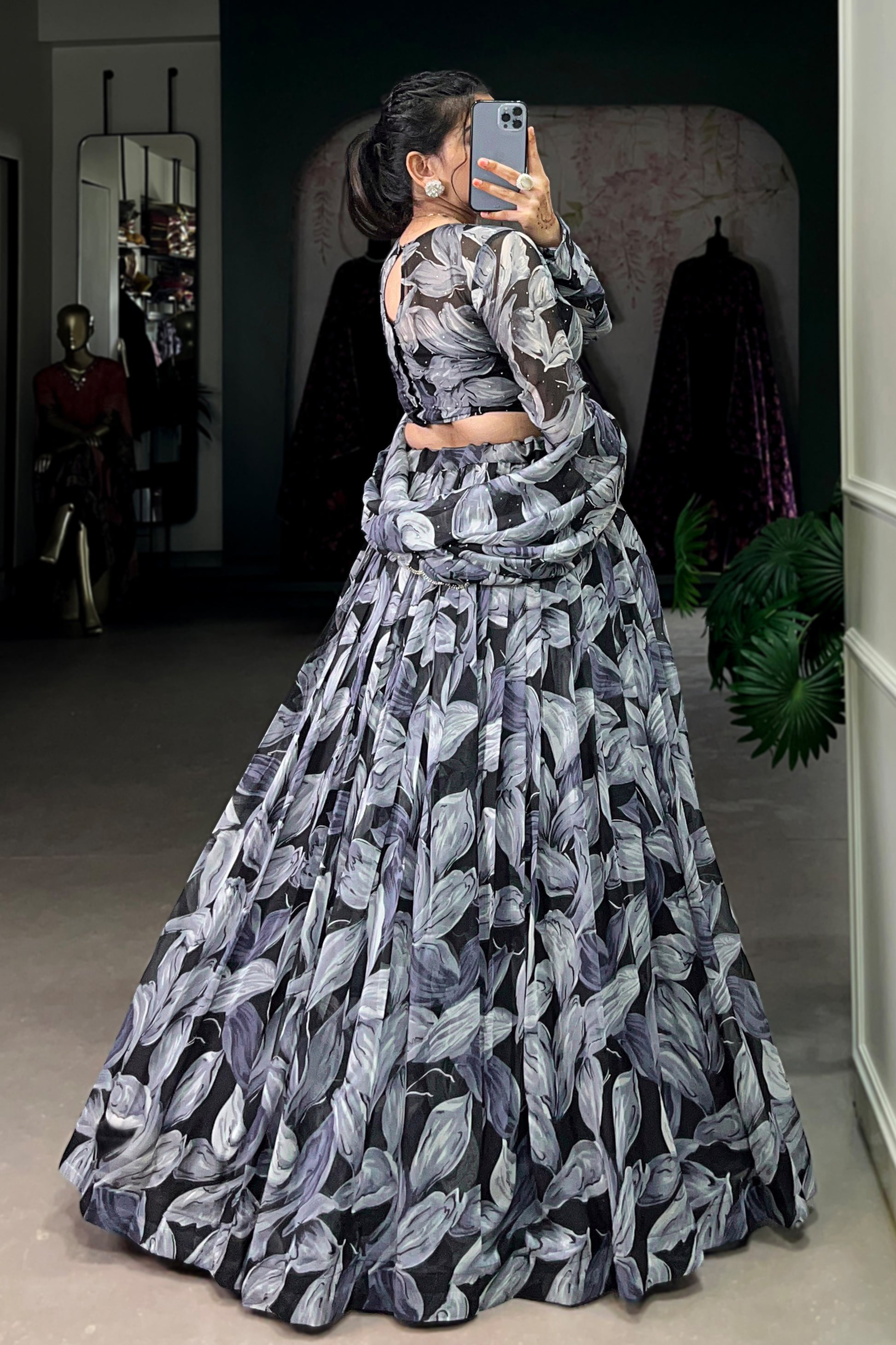 Indian Stylish Dola Silk Embroidery Work Lehenga Choli With Net Dupatta