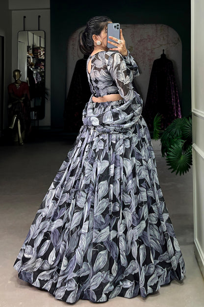 Indian Stylish Dola Silk Embroidery Work Lehenga Choli With Net Dupatta