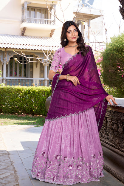 Custom Stitched Embroidered Silk Lehenga Choli Dupatta Wedding Wear