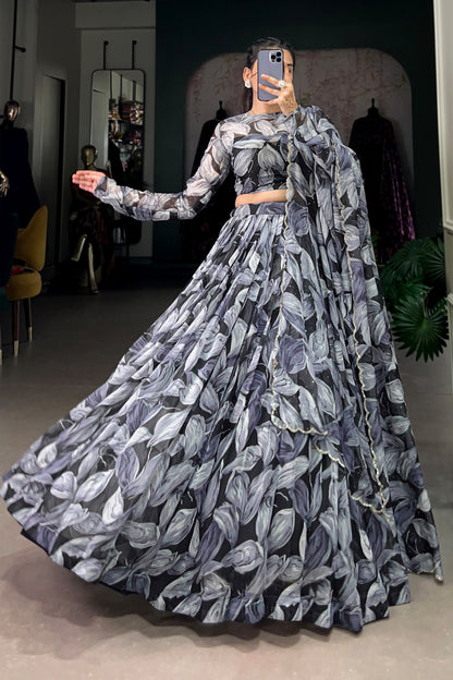 Indian Stylish Dola Silk Embroidery Work Lehenga Choli With Net Dupatta