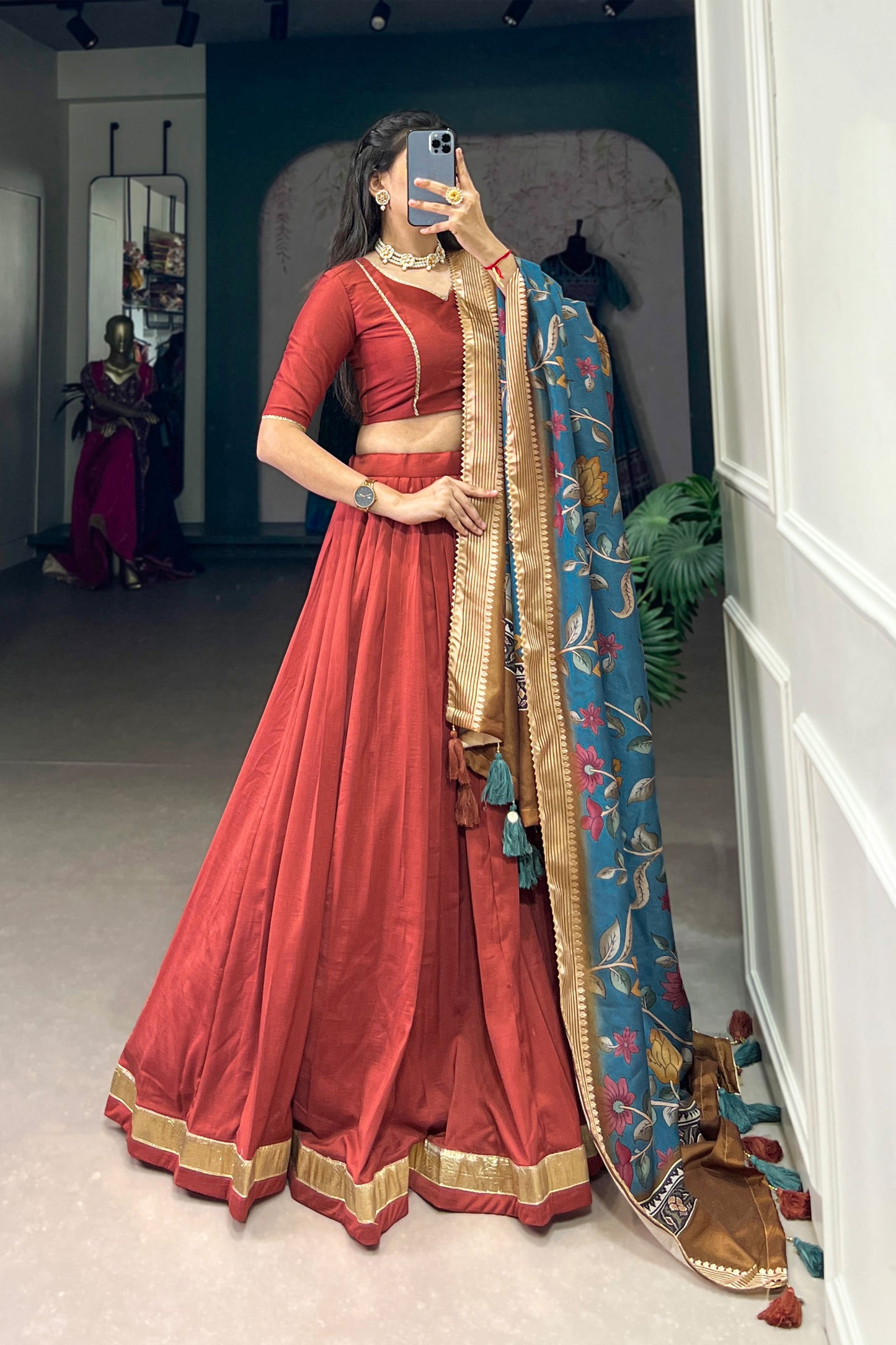 Awesome Orange Color Designer Readymade Lehenga Choli With Dupatta