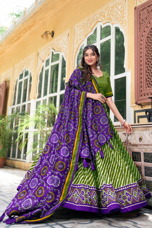 Gorgeous Green Color Fabric Outfit Lehenga Choli Dupatta