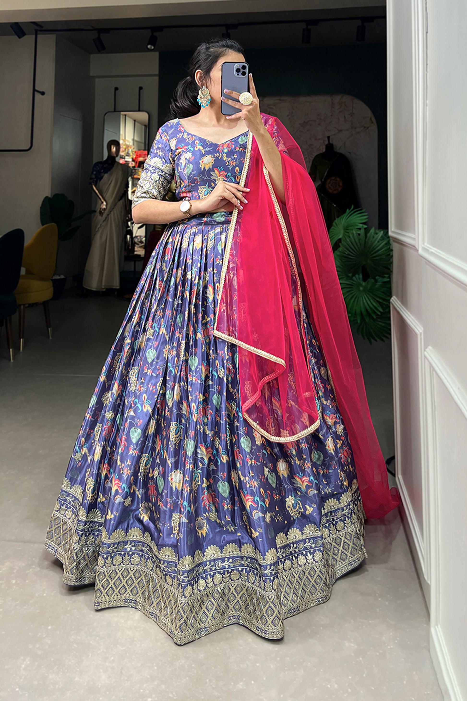 Indian Wedding Party Wear Lehenga Choli With Embroidery And Sequins Work