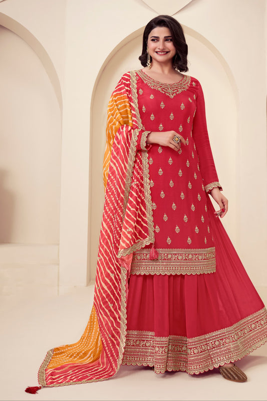 Embroidery Work With Digital Print Festival Wear Salwar Kameez Plazzo
