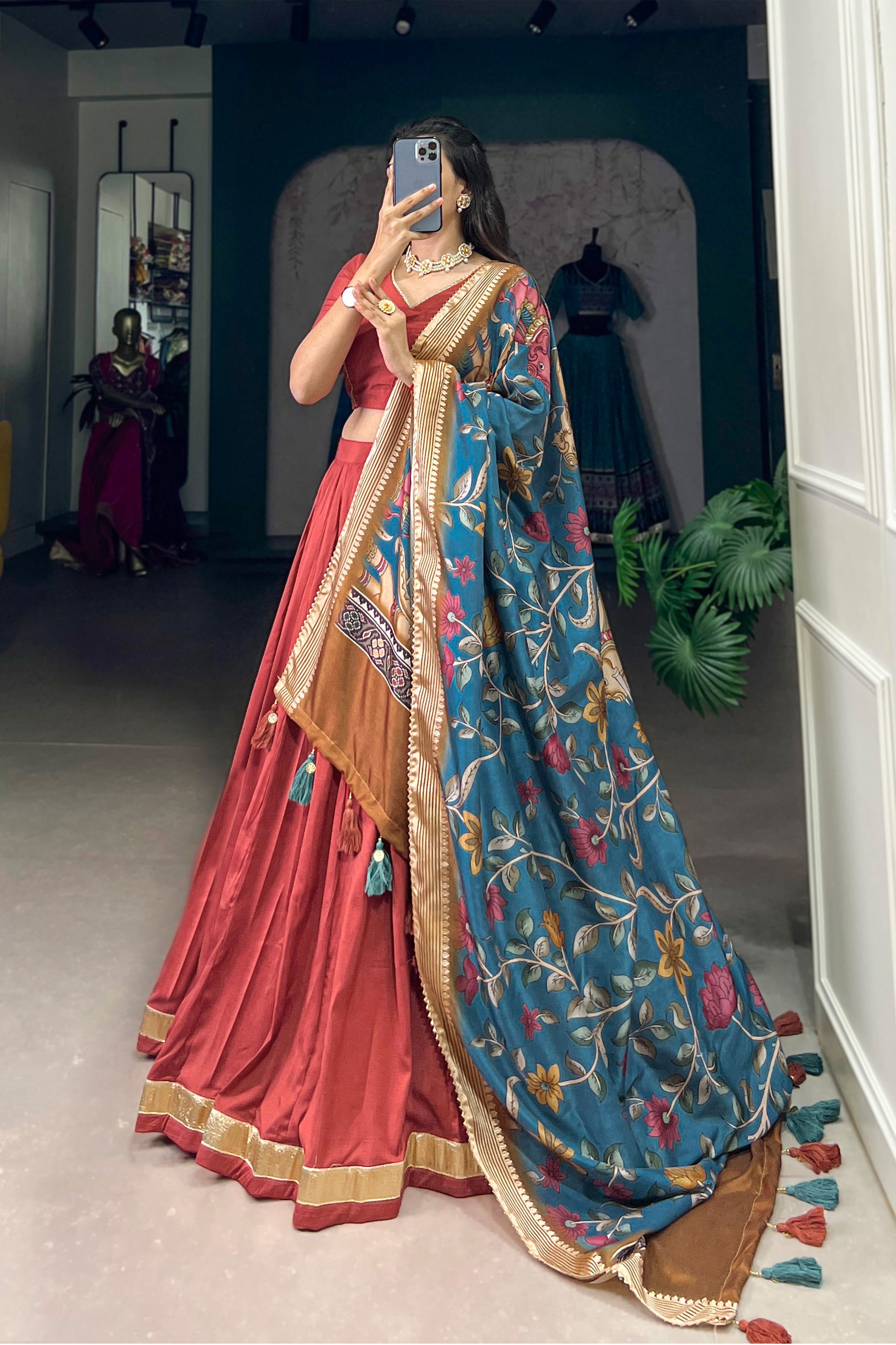 Awesome Orange Color Designer Readymade Lehenga Choli With Dupatta