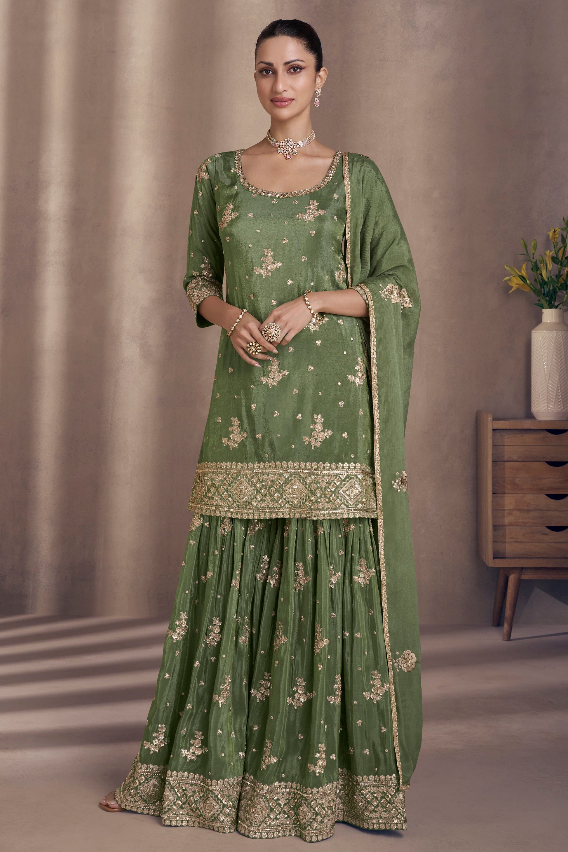 Eid Ramdan Special Heavy Embroidery Work Salwar Kameez Plazzo Dress
