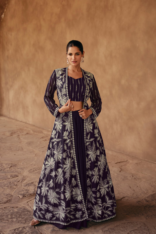 Indian Wedding Wear Chinon Silk Embroidery Worked Anarkali Gown Suit's