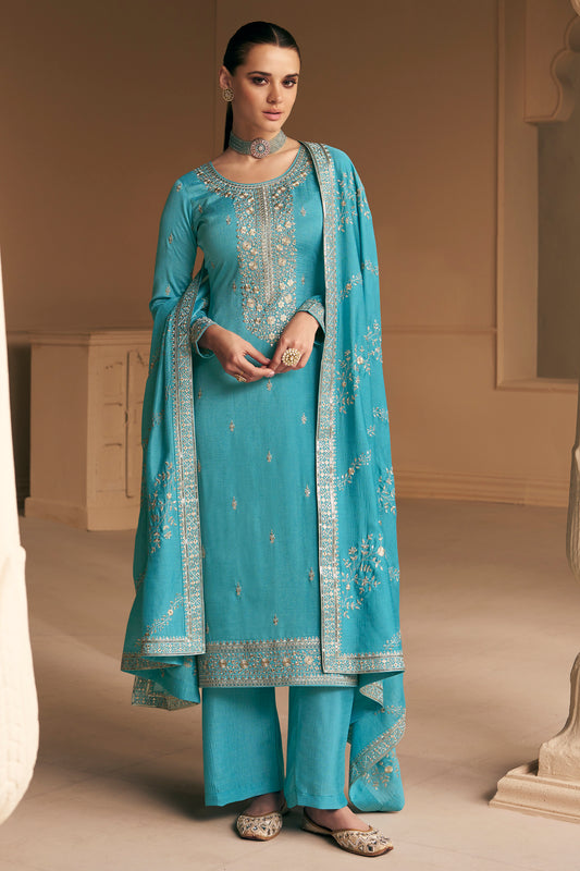 Bollywood Designer Heavy Embroidery Work Festival Wear Salwar Kameez Plazzo-Pant Suit