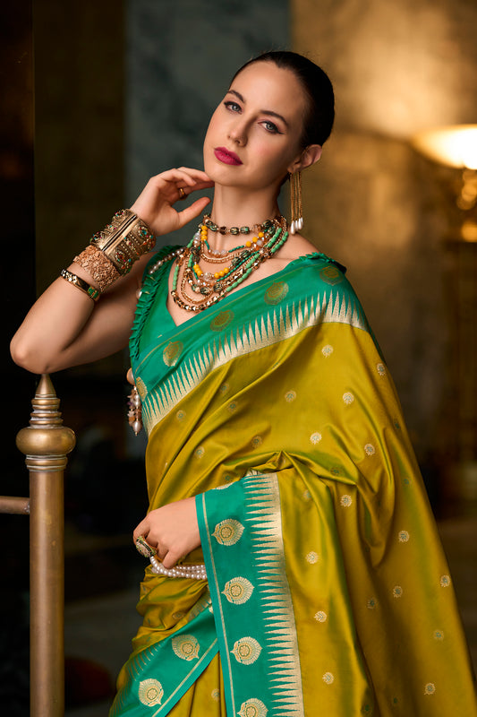 Plus Size Bridal Sari Trending Mustard Color Designer Wedding Wear Saree With Fancy Blouse