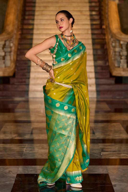 Plus Size Bridal Sari Trending Mustard Color Designer Wedding Wear Saree With Fancy Blouse