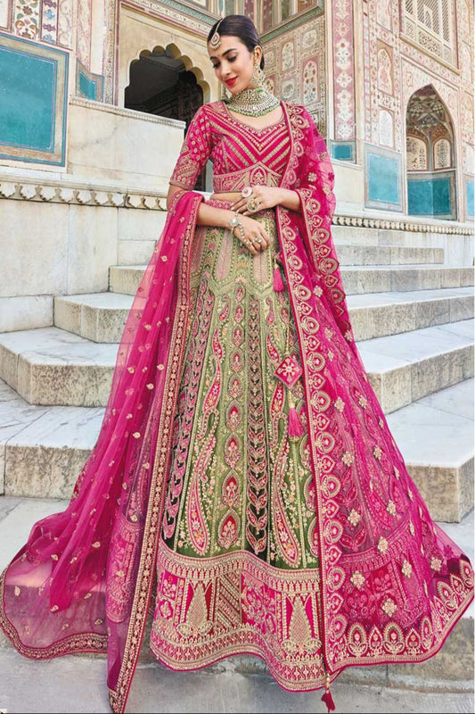 Indian Bridal Wear Stitched Heavy Work Silk Lehenga Choli with Dupatta
