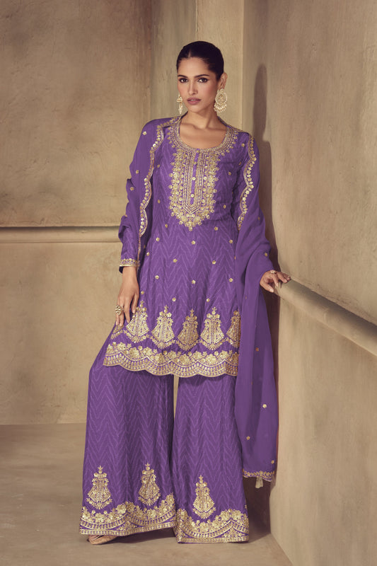 Heavy Embroidery Reception Luxurious Wear Shalwar Kameez Palazzo