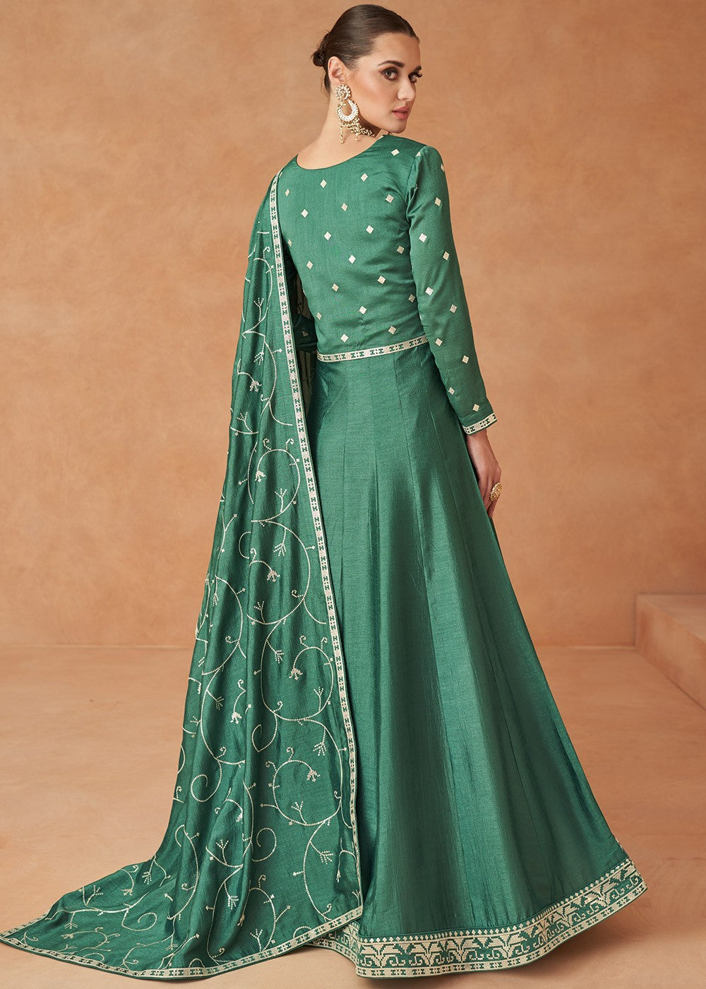 Indian Pakistani Premium Silk With Heavy Embroidery Anarkali Gown Suits