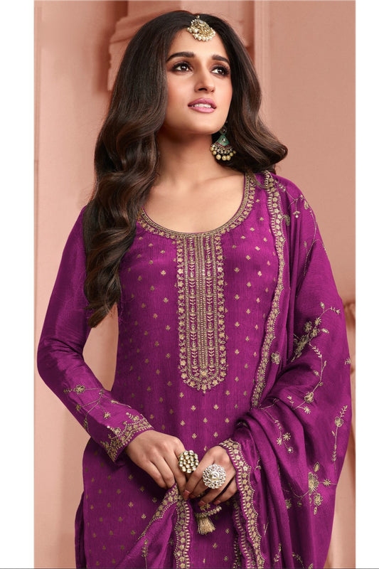 Heavy Trendy Embroidery Work Shalwar Kameez Palazzo-pant Suits With Heavy Dupatta For Woman's