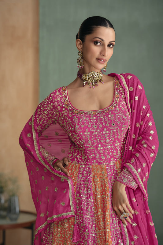 Embroidery Work Traditional Function Party Wear Anarkali Dupatta Gown