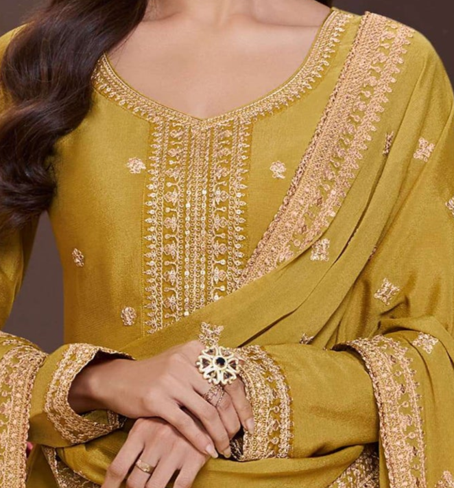 New Pakistani Style Heavy Embroidered Work Salwar Kameez Palazzo Suits