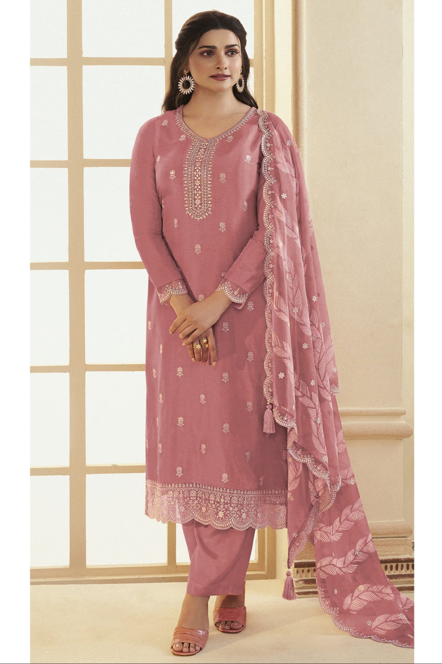 Pakistani Designer Salwar kameez Palazzo Suit With Organza Dupatta