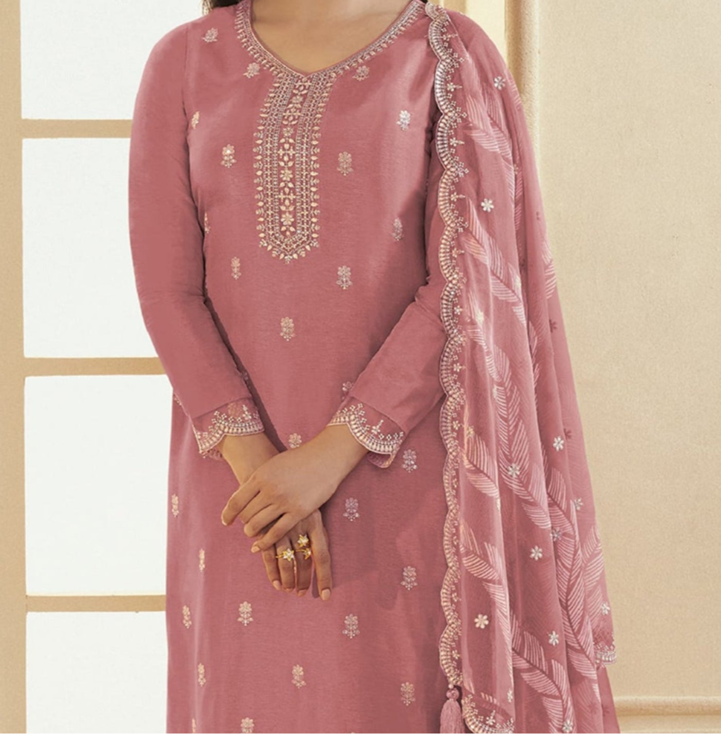 Pakistani Designer Salwar kameez Palazzo Suit With Organza Dupatta