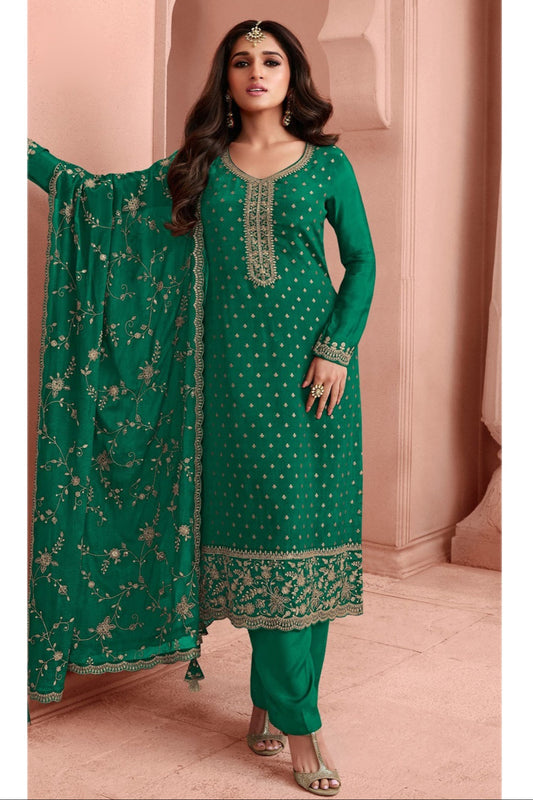 Heavy Trendy Embroidery Work Shalwar Kameez Palazzo-pant Suits With Heavy Dupatta For Woman's