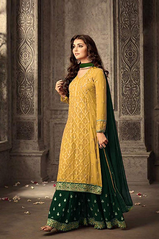Fancy Embroidery Foil Paper Worked Salwar Kameez Plazzo Pakistani Eid-Ramadan Party Wear Suits